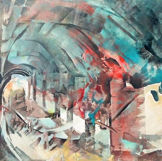 Cave, painting by Satish Pimple