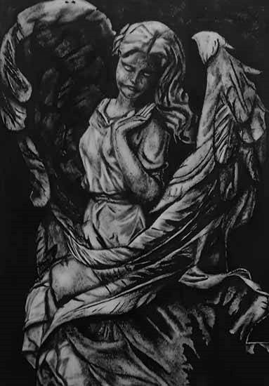 Sculpture of Angel, painting by Nishchal Talwar