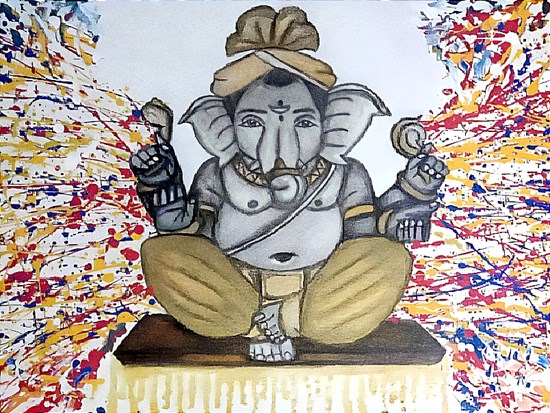 SPLASH PAINTING of LORD GANESHA, painting by Nishchal Talwar