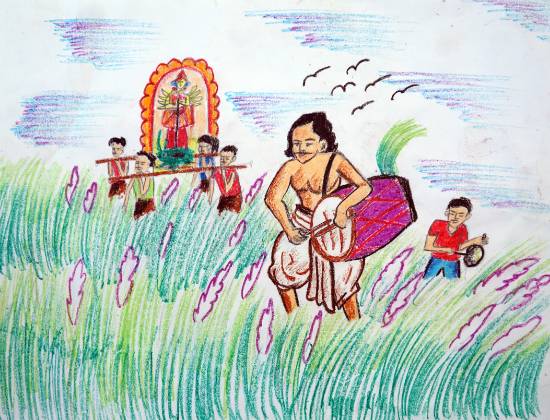 Painting  by Susmit Mitra - Village Festival