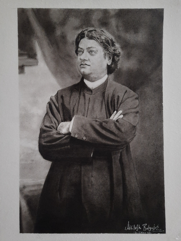 Painting  by Abhilesh Badgujar - Swami Vivekanand