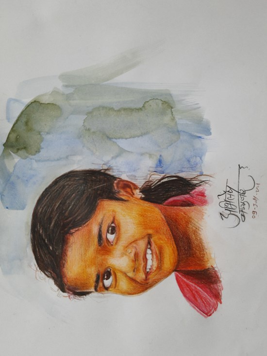 Girl with Smile, painting by Abhilesh Badgujar