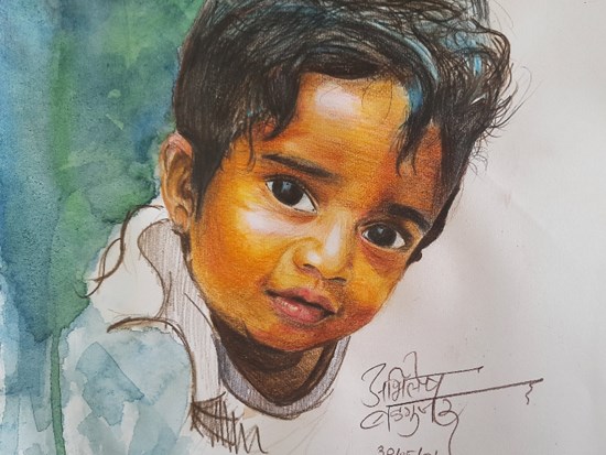 Boy, painting by Abhilesh Badgujar