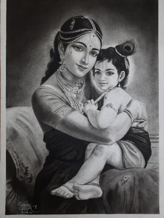 Krishna, painting by Abhilesh Badgujar