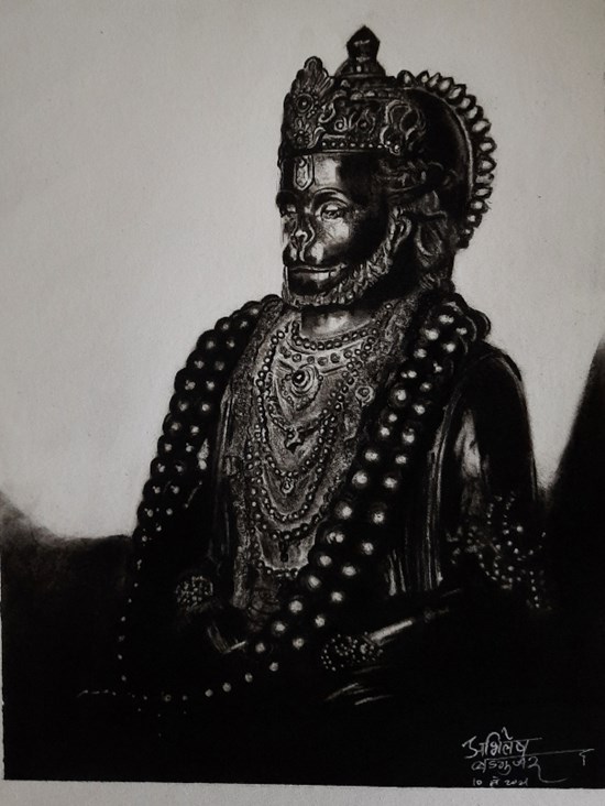 Hanuman, painting by Abhilesh Badgujar
