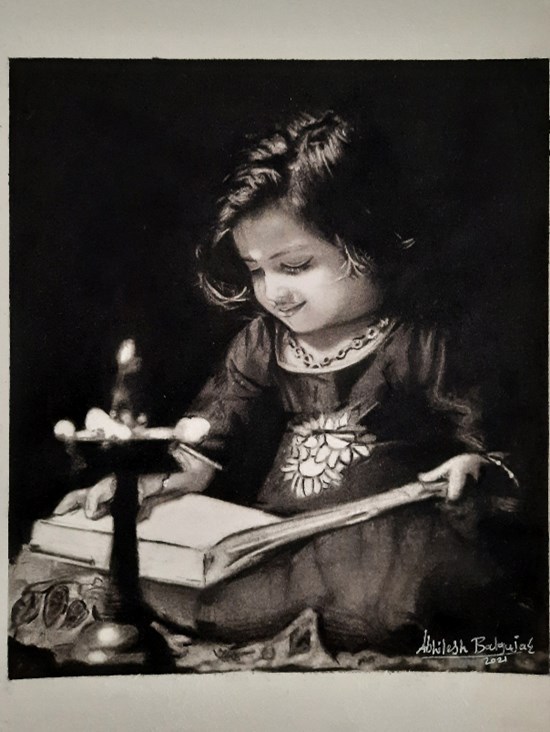 Girl, painting by Abhilesh Badgujar