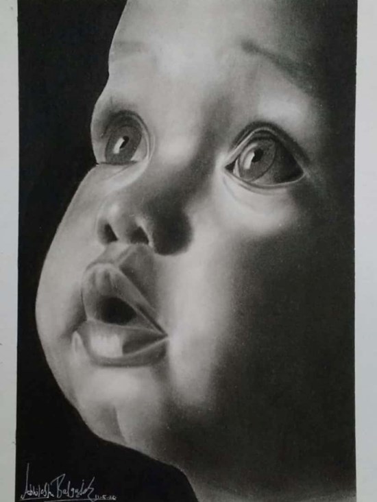 Baby Portrait, painting by Abhilesh Badgujar