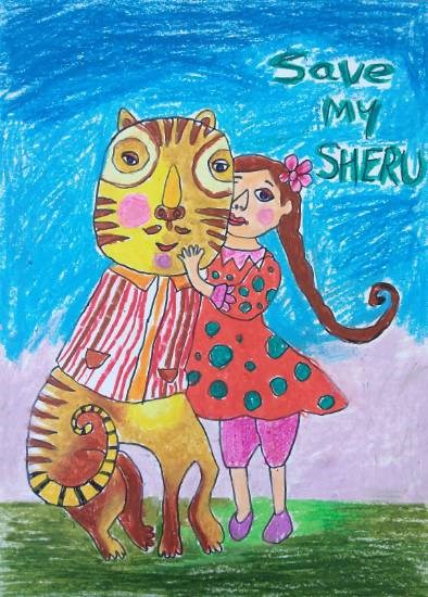 My Tiger Sheru, painting by Twisha Palav