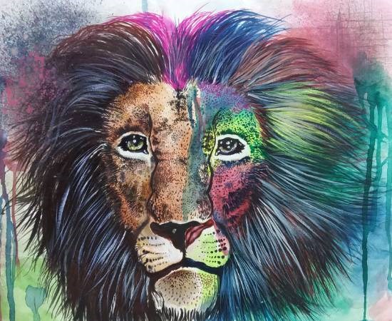 Leo the king, painting by Tanuj Samaddar