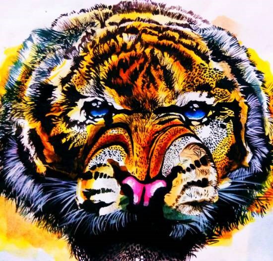 Tiger Tiger burning bright, painting by Tanuj Samaddar