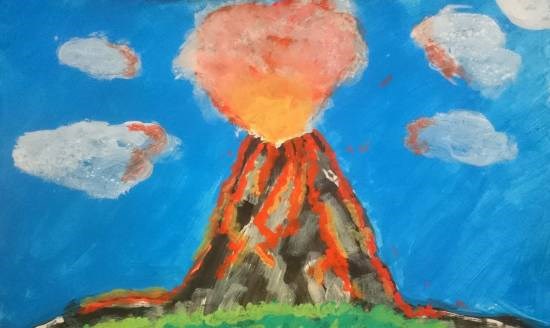 Volcanic Eruption, painting by Aneeka Banerjee