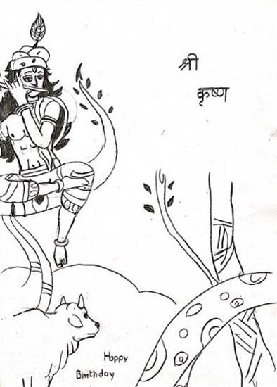 Krishna, painting by Nandakishore M O
