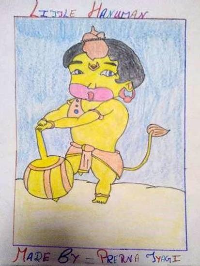 Little Hanuman, painting by Prerna Tyagi