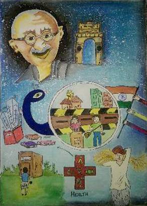Painting  by Anvi Rameshwar Bang - Gandhiji and his ideology