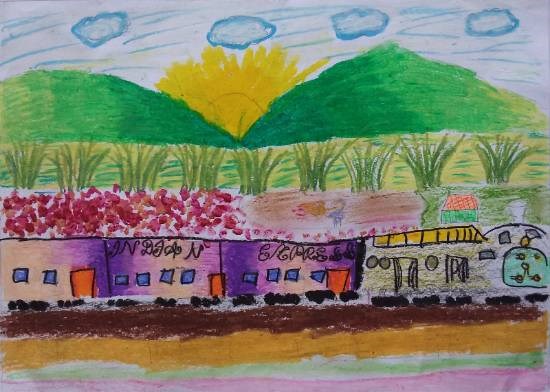 Railway, painting by Aradhya Mohanty
