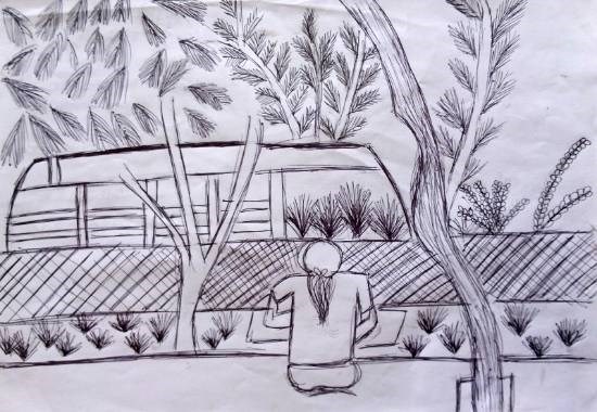 Girl, painting by Asha Tendalkar