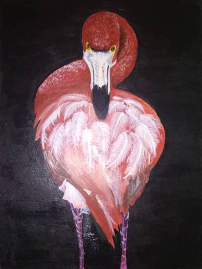 Flamingo, painting by Harshini 