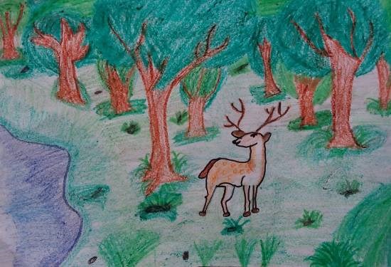 Deer, painting by Hirva Gandhi