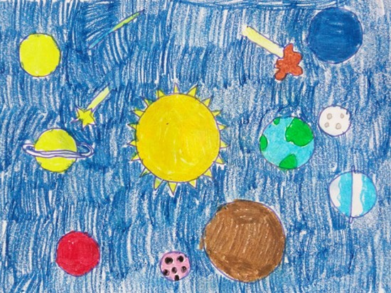 Solar System, painting by Saee Kaustubh Deo