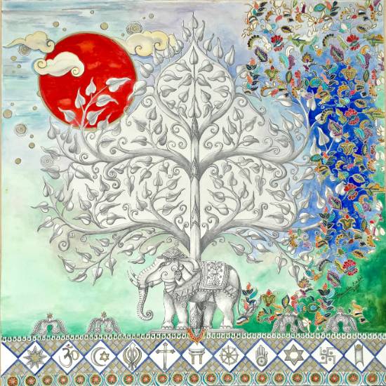 The Red Dot, Painting by  Artist Anuradha Kabra