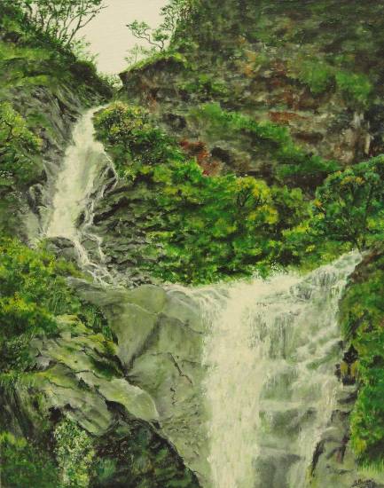 
Water Falls - Way to Yumthang - Endless Journey, painting by Mithuya Pal