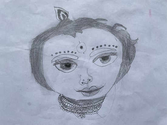 Baby Krishna, painting by Ayana Bavdhankar