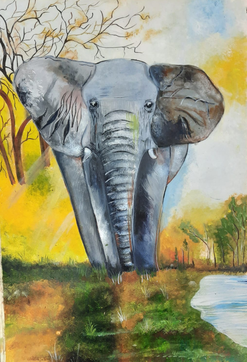 Painting  by Kamakshi Kannan - Elephant