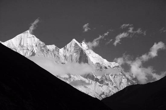 Bhagirath Peaks - as seen from Gangotri, photograph by Kumar Mangwani