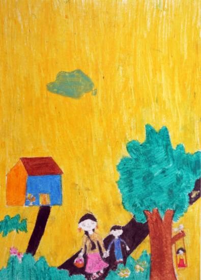 Girl and Boy, painting by Kajal Pravin Baraf