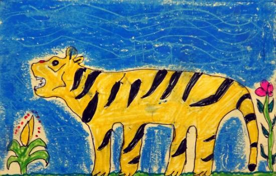 Tiger, painting by Pankaj Vinesh Medha