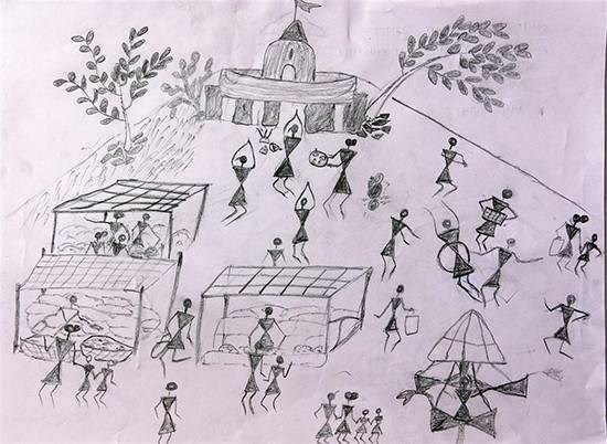 Warli Art, painting by Shailesh Ganpat Dumada