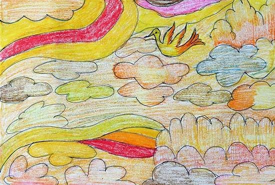 Flying Bird, painting by Priyanka Ambunath Govind