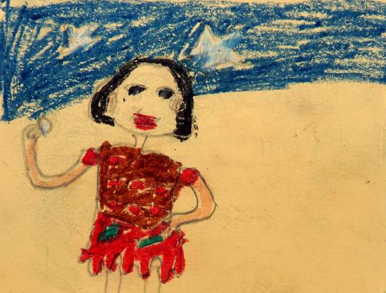Painting  by Tejaswini Manu Vangad - playing girl