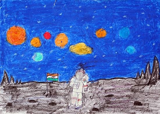 Astronaut, painting by Pradum Anil Umbarkar