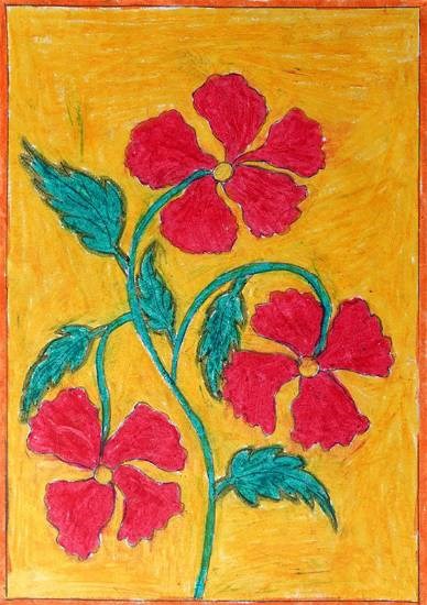 Hibiscus flower, painting by Rutika Vijay Dhinde