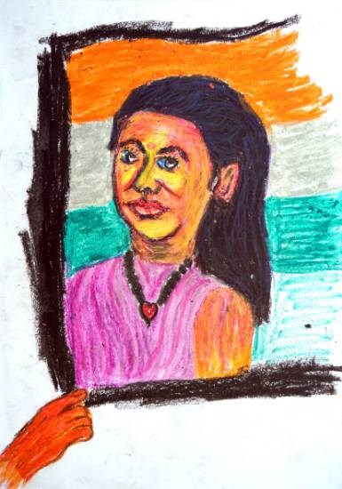 indian woman, painting by Nitin Kashinath Digha