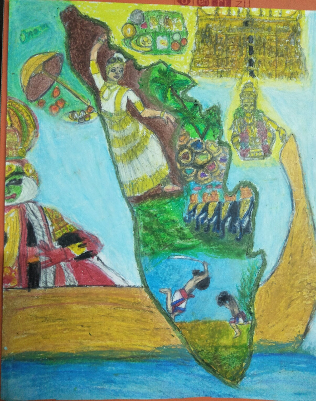 Painting  by Vijayashree Kakubal - Kerala in one picture