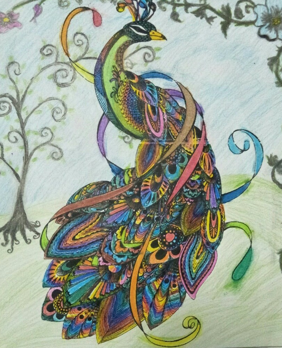 Painting  by Vijayashree Kakubal - Colourful peacock