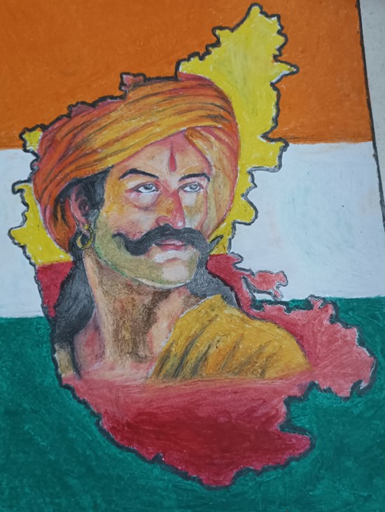 Sangolli Rayanna- The great freedom fighter, painting by Vijayashree Kakubal