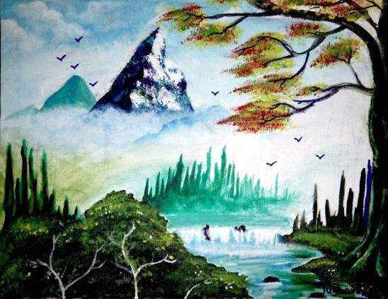 Painting  by Tusharanshu Kanik - Mountain landscape