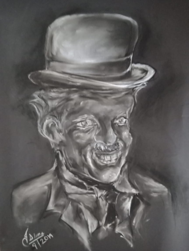 Painting  by Jude Dlima - Charlie Chaplin