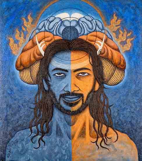 painting by Shahraj M - Brain of Man is Son of God