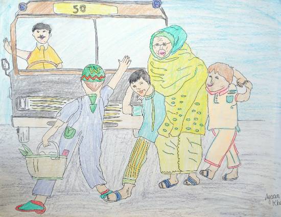 Painting  by Ayaan Khan - Helping Mother