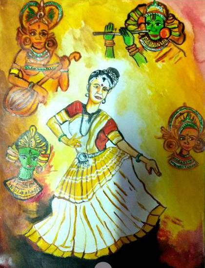 Dancer in Kerala, painting by Tisshya Sharma