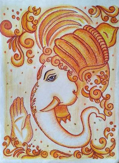 Painting  by Jothi Shree Murugesan - Om Ganeshaya Namaha