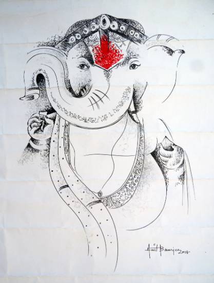 Painting  by Amit Banerjee - Shree Ganesha