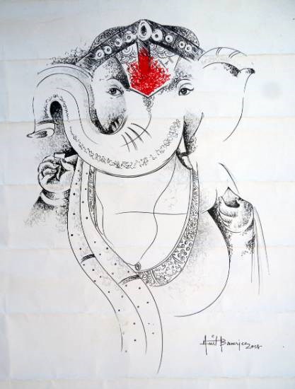 Shree Ganesha, painting by Amit Banerjee