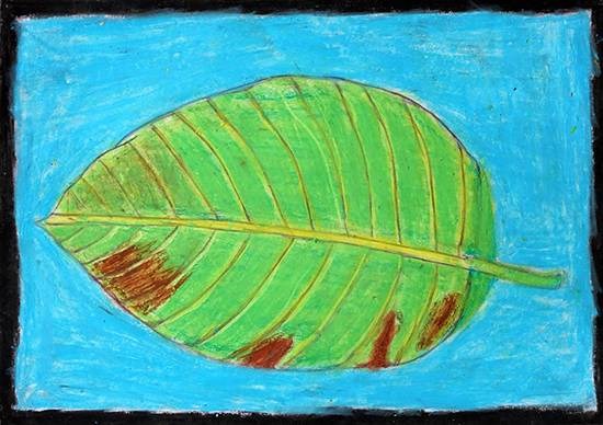 Leaf, painting by Ankesh Bhiva Mali
