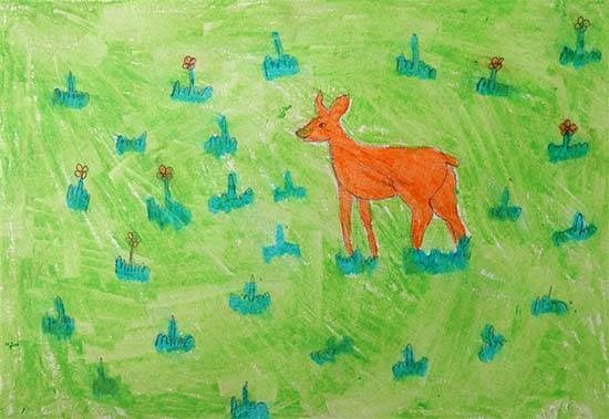 Deer, painting by Asha Raghu Gungune