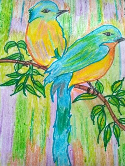 Birds, painting by Bhairavi B